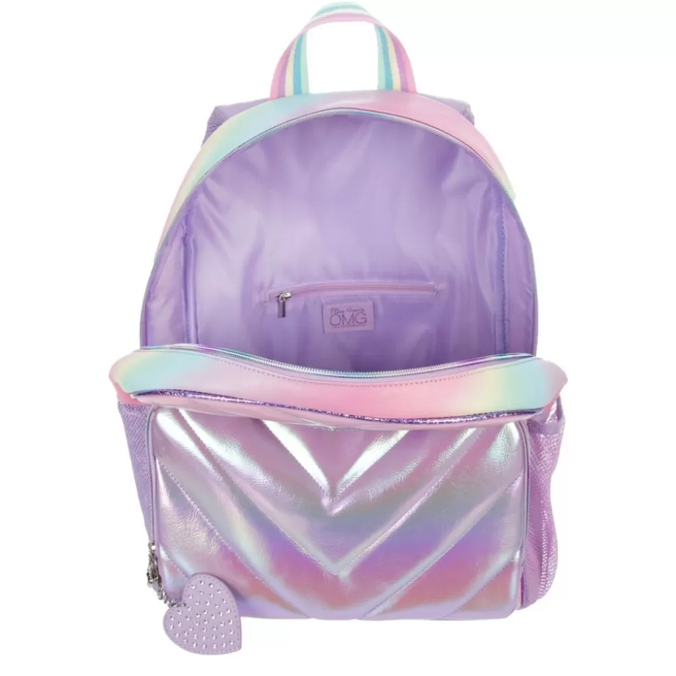 OMG Accessories^ Girls Colorblock Hologram Coated Backpack